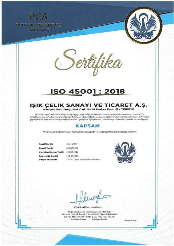 ISO 45001 Sertifikamız